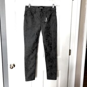 Express Dark Gray Ankle Cut Mid-Rise Faux Leather Suede Jeans Size 2 NWT